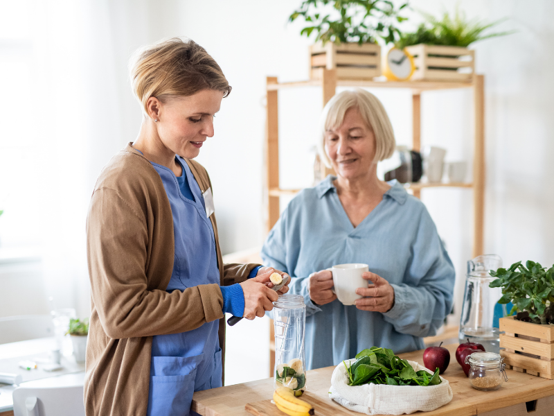 Senior Caregiver Meal Prepping 